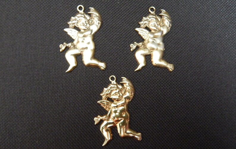 Valentine/'s Day Ornament Gorham Silver Gold Vermeil 3 PC Pendant Cherubs Charm