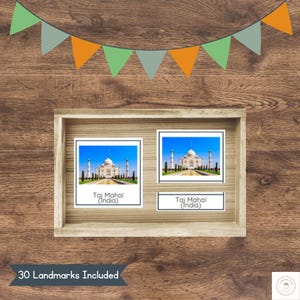 World Landmarks Montessori 3-Part Cards | Geography Learning Cards | Famous Landmarks for Kids | World Geography