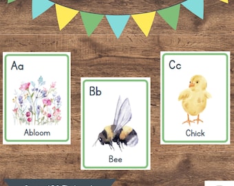 Spring Alphabet Flashcards | ABC Phonics | Letter Recognition | Literacy Flashcards | Homeschool & Classroom Resources