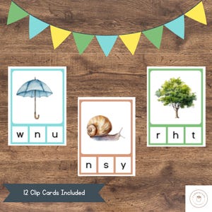 Tarjetas con sonidos para el comienzo de la primavera / Actividad fonética para preescolar y jardín de infantes / Centro de alfabetización y reconocimiento de sonidos de letras