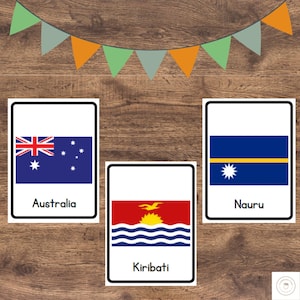 Oceania Flags Flashcards: Geography Learning Cards (Digital Download)