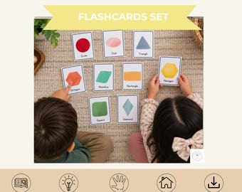 Shape Flashcards for Kids | 2D Shapes & Shape Recognition | Preschool Kindergarten Math Printable (PDF)