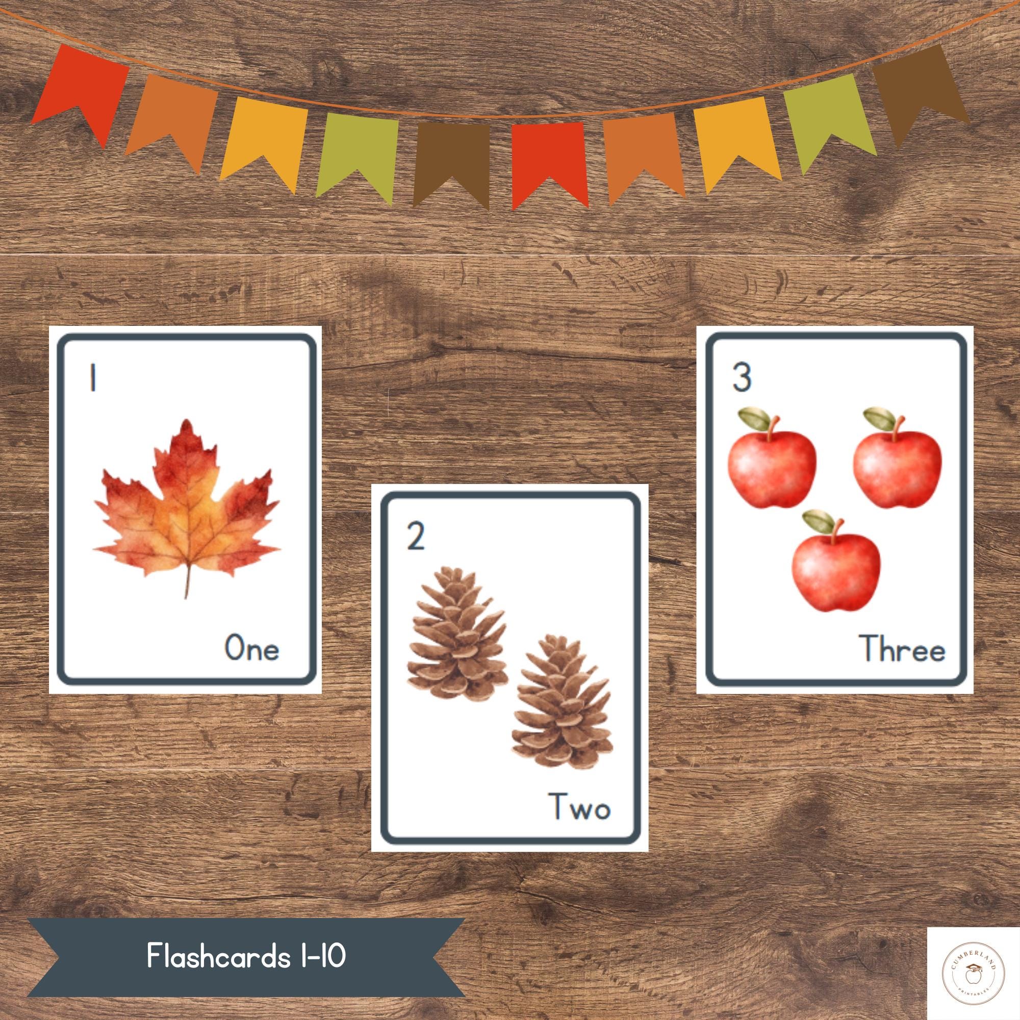Autumn Number Flashcards 1-10: Preschool Math (PDF Download) - Etsy