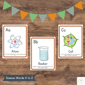 Science ABC Flashcards – 26 Illustrated Science Terms for Kids | STEM Vocabulary Cards | Homeschool & Classroom Science