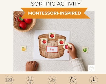 Apple Color Sorting Printable | Montessori Color Matching Activity | Autumn Fall Preschool Learning (PDF)