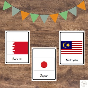 Asia Flags Flashcards: Montessori Geography Printable (PDF)