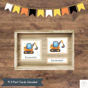 Construction Site Montessori 3-Part Cards | Vehicles & Tools Vocabulary | Homeschool Learning, Preschool, Kindergarten | Nomenclature Cards