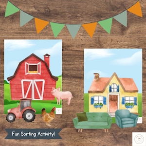 Farm or Home Sorting Activity Printable | Hands-On Preschool Sorting Game | Montessori-Inspired Homeschool & Classroom Resource