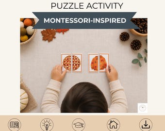 Fall Matching Puzzles Printable | Autumn Preschool Matching Activity | Montessori Visual Discrimination (PDF)
