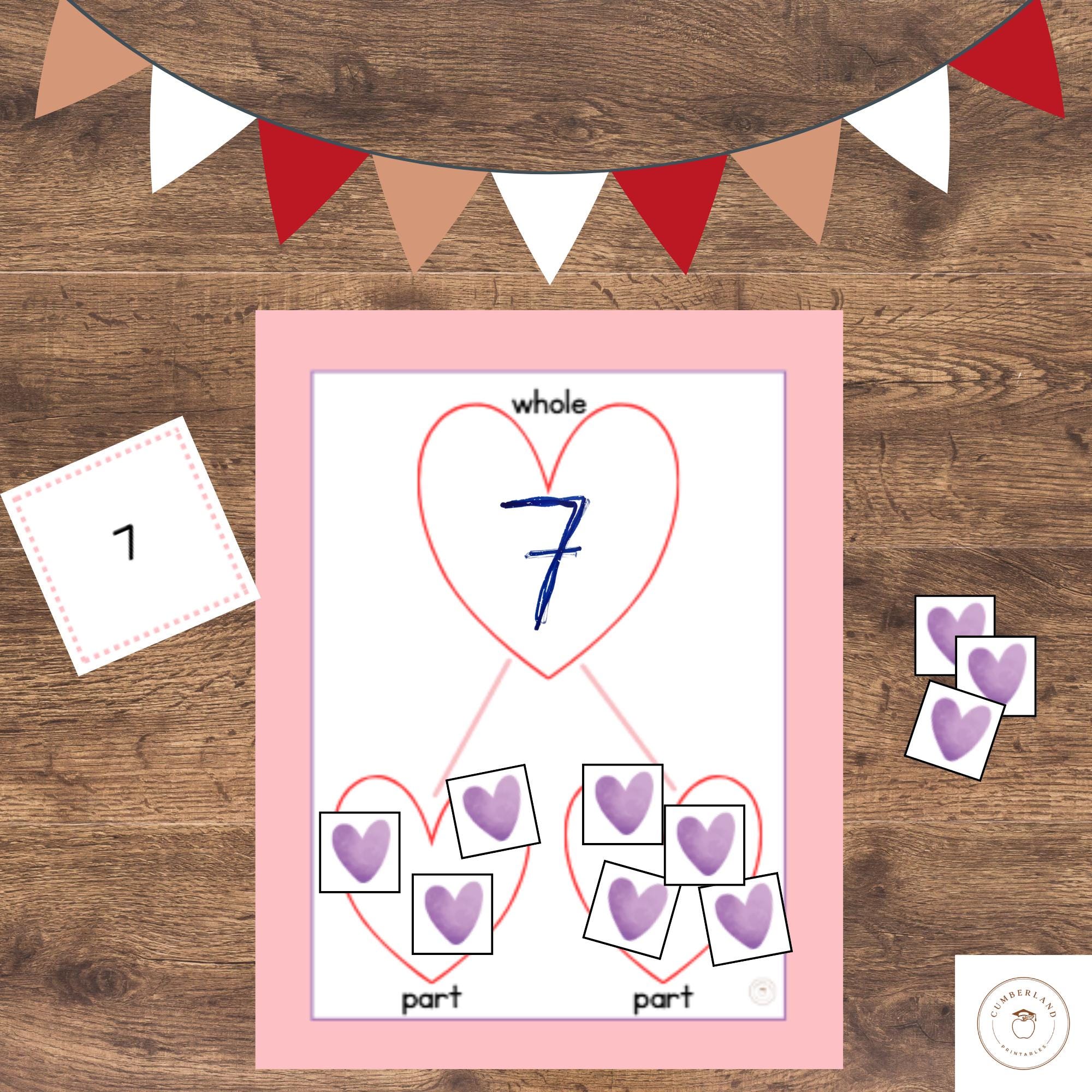 Valentine’s Day Number Bonds | Printable Math Mats | Early Math ...