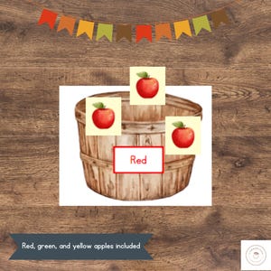 Apple Color Sorting Game: Preschool Learning Activity (Digital Download)