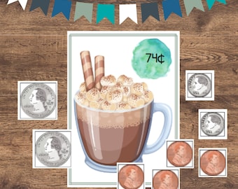 Hot Chocolate Money Math: Coin Counting Game (Digital Download)