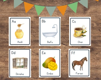 Swahili Alphabet Flashcards | Learn Kiswahili Letters & Vocabulary | Beginner Swahili for Kids