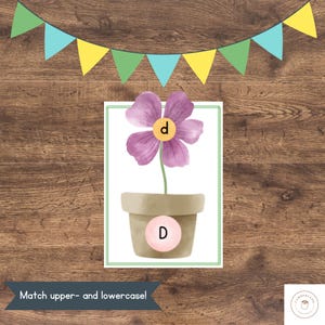 Alfabeto de flores de primavera: combina letras mayúsculas y minúsculas, reconocimiento de letras, aprendizaje estacional