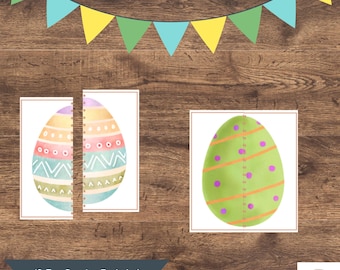 Osterei Puzzles | Symmetrie | Farben & Muster | Vorschul-Feinmotorik | Frühlingshaftes Memory-Spiel