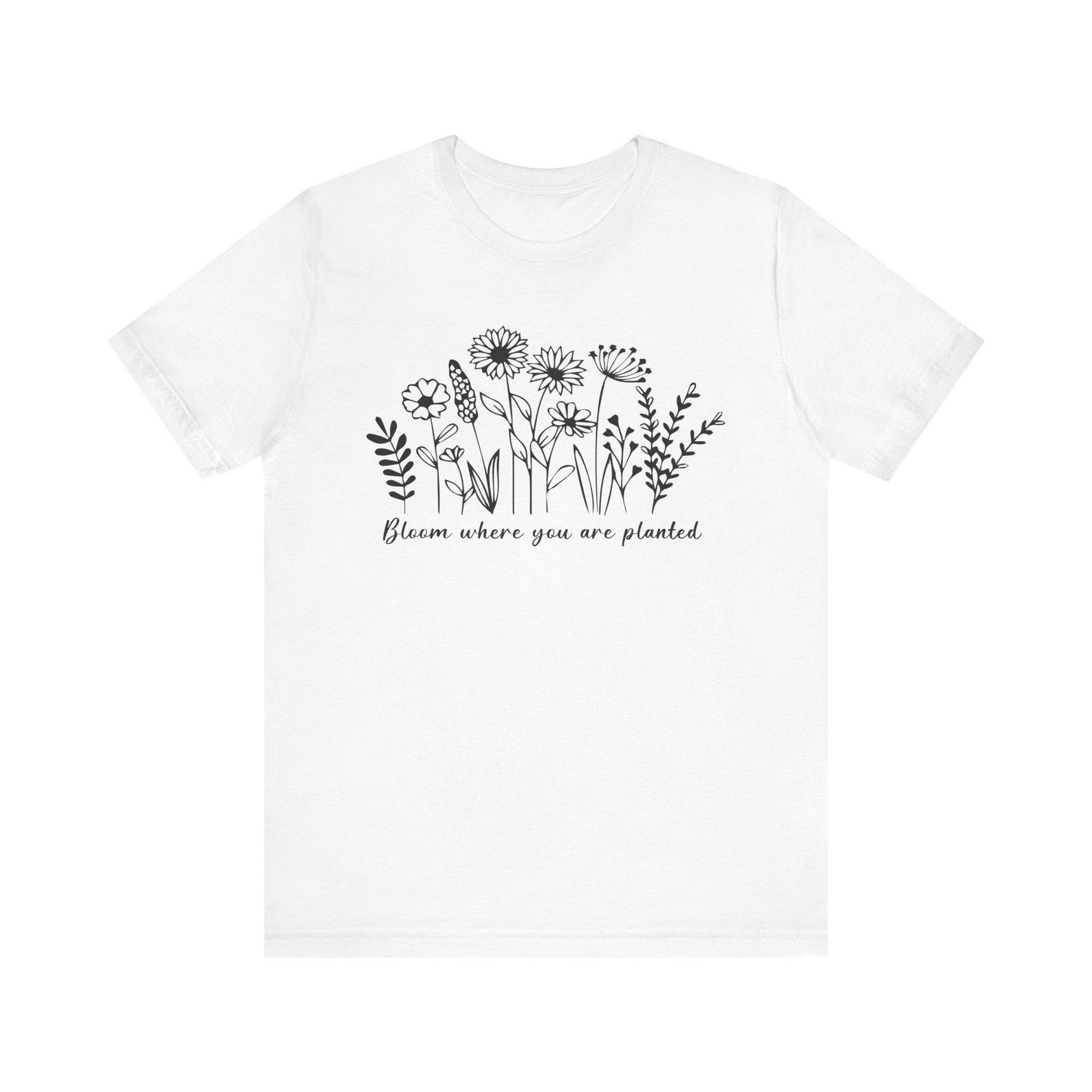 Flower Print Retro Cotton T-Shirt Short Sleeve Summer main image 0