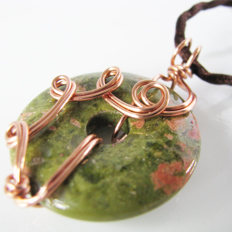 Wire wrapped Unakite pendant Necklace casual Fashion Jewelry For women