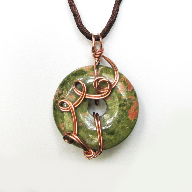 Wire wrapped Unakite pendant Necklace casual Fashion Jewelry For women
