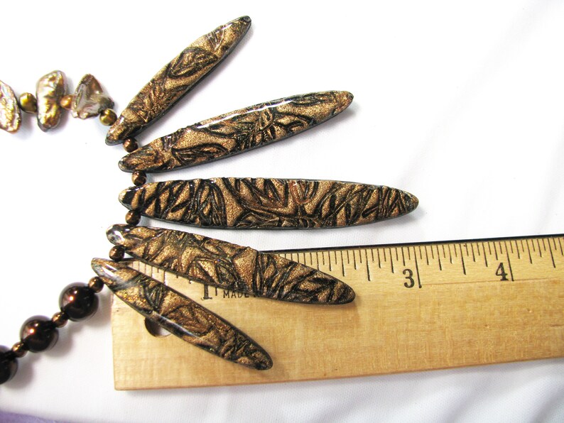 Shades of Sparkling Browns Spike Statement Polymer Clay Necklace and Earring Set Fashion Jewelry For women polymer clay pendant necklace