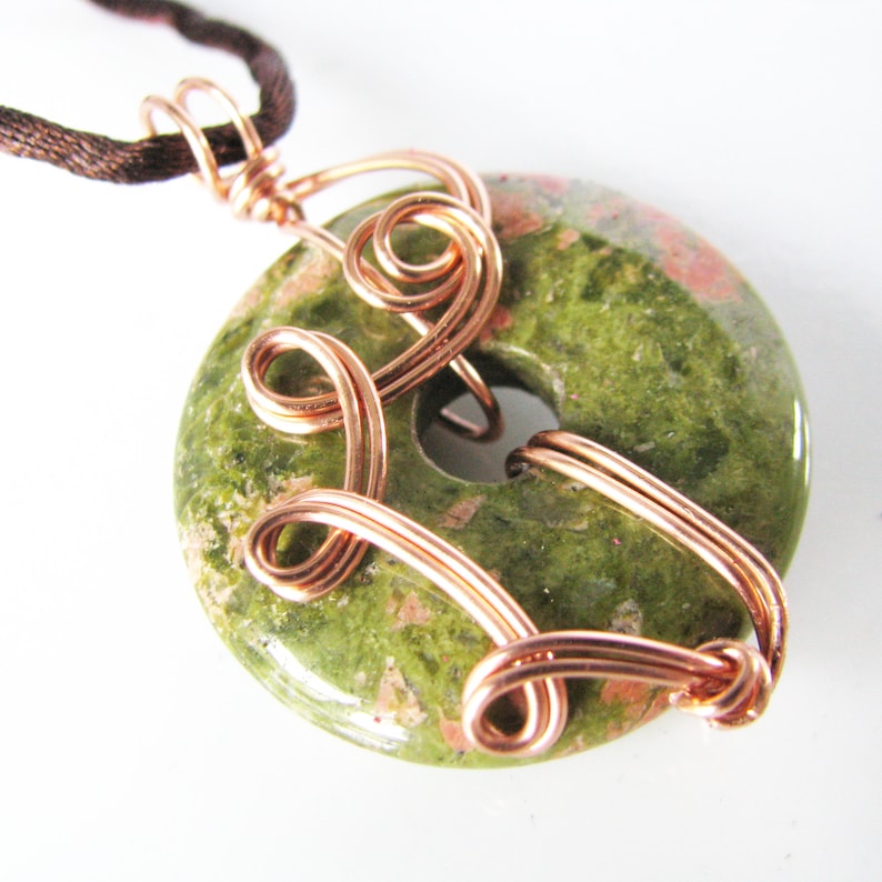 Wire wrapped Unakite pendant Necklace casual Fashion Jewelry For women