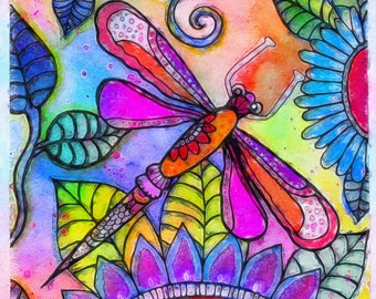 A Vida da Libélula Imprimir flores de jardim