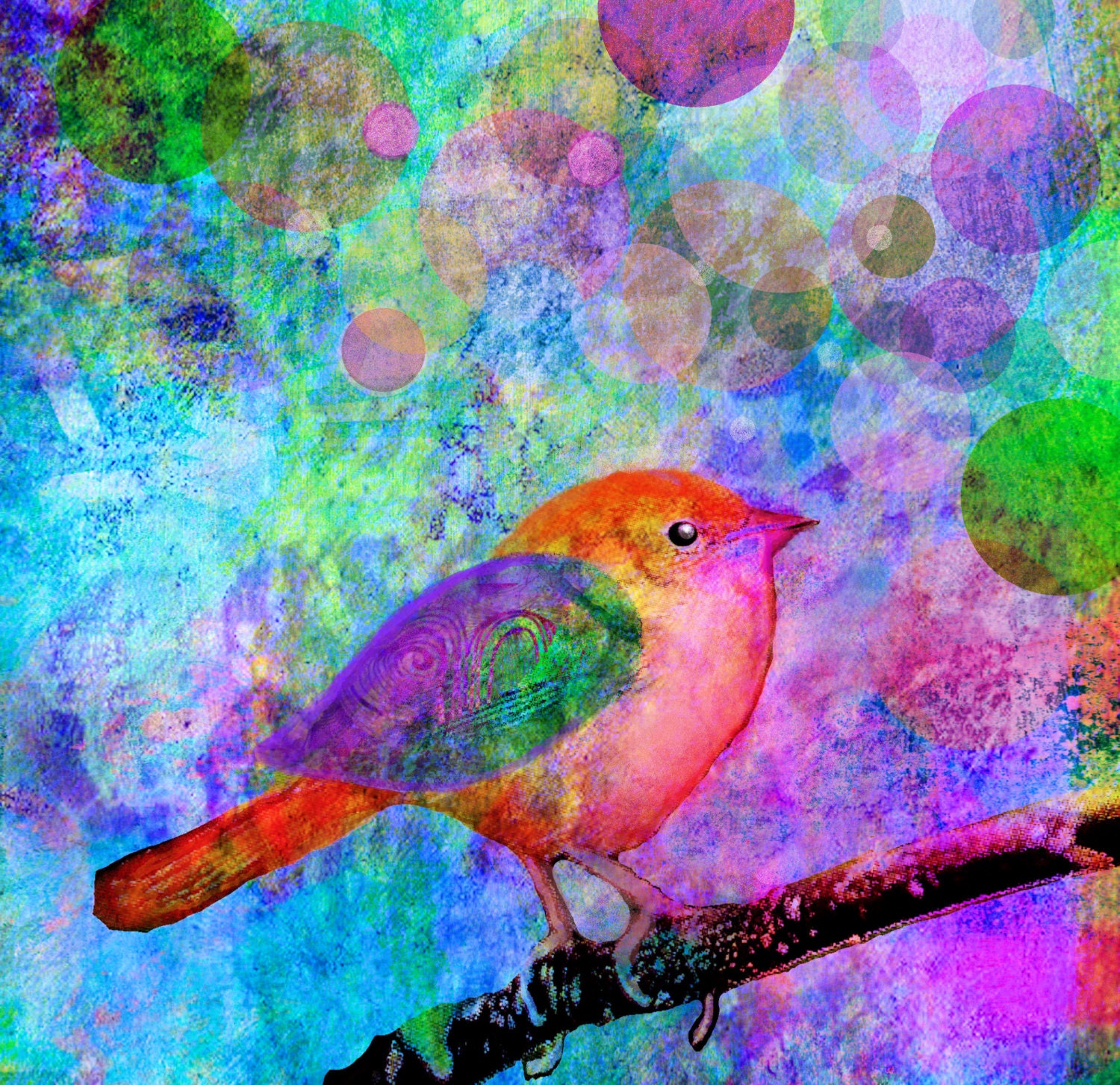 Bird Art Print Celebrate Bird Art Print Flowers Art Print | Etsy