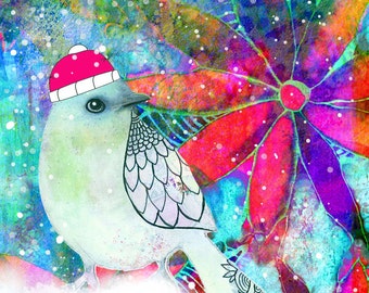 Chrystal, o pássaro da neve, flores de pássaro de natal