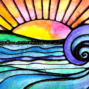 Surf print sunrise print