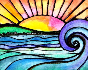 Surf print sunrise print