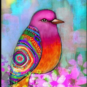 Color is a Power&quot; bird print  floral