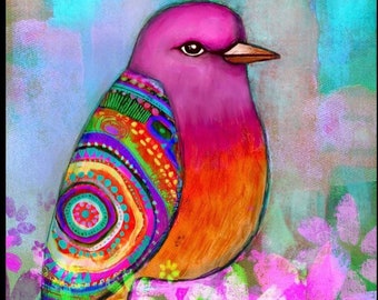 Estampa de pássaro floral "A Cor é Poder"
