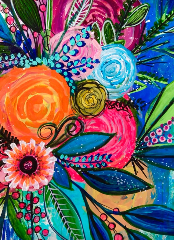 Floraison flowers art print archival print art print art Etsy