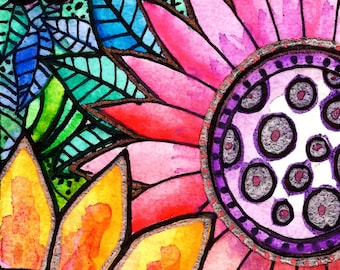 Arte floral Flores flores arte impressão arte impressão sol floral jardim pintura árvore flores pôr do sol