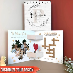 Personalized Wooden Pop-Up Family Puzzle Card – Unique Gift for Loved Ones,A Heartwarming Keepsake for Your Family, custom photo and wooden