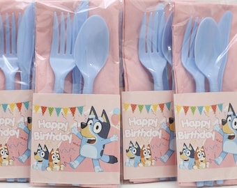 Blue Dog Birthday Party Utensils: Disposable Cutlery Set