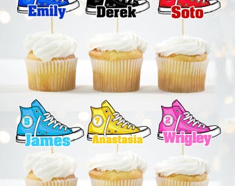 Custom Sneaker Cupcake Toppers: Personalized Birthday Party Decor