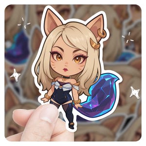 League of Legends KDA Ahri 3&quot; Vinyl Sticker, lol Sticker, Arcane League of Legends Ahri lol Stickers