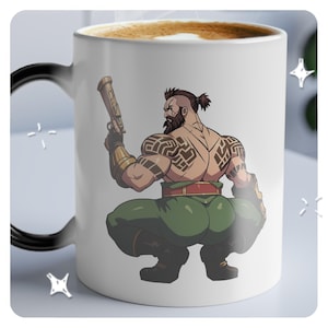 Gangplank League of Legends magisk mugg - värmekänslig färgförvandling - spelpresent - svart mugg avslöjar design med varm dryck Cheeky