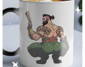 Gangplank League of Legends Magic Mug - Heat Sensitive Color Morphing - Gamer Gift - Black Mug Reveals Design with Hot Drink Cheeky