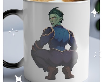 Steb Arcane Mugg (Magisk Mugg) Cheeky - Värmekänslig Färgförvandling - Svart Mugg Avslöjar Design med Varm Dryck Cheeky