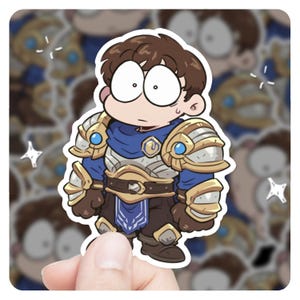 League of Legends Garen Chibi 3&quot; Vinyl Sticker, lol Sticker, League of Legends Garen lol Stickers