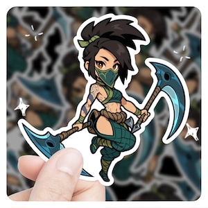 League of Legends Akali Chibi 3&quot; Vinyl Sticker, lol Sticker, Arcane League of Legends Akali lol Stickers