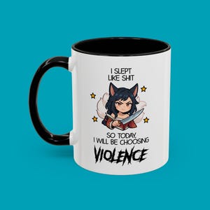 Ahri Mug Voilence 11oz Fun Gift for LoL Gamers, Custom Message, LoL Girlfriend Gift, Gamer, Personalized Gaming Mug image 3