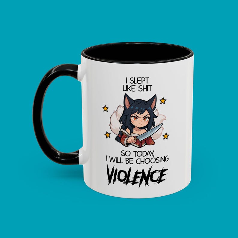 Ahri Mug Voilence 11oz Fun Gift for LoL Gamers, Custom Message, LoL Girlfriend Gift, Gamer, Personalized Gaming Mug image 3