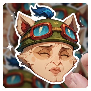 League of Legends Teemo Handsome 3&quot; Vinyl Sticker, lol Sticker, Arcane League of Legends Teemo lol Stickers