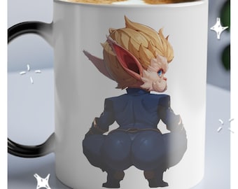 Heimerdinger Arcane Mug (Magic Mug) - Heat Sensitive Color Morphing - Gamer Gift - Black Mug Reveals Design with Hot Drink Cheeky