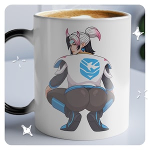 LEAGUE OF LEGENDS-mugg Aphelios magisk mugg - värmekänslig färgförvandlande kopp Aphelios Spirit Blossom svart mugg avslöjar design med varm dryck