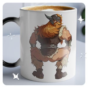 Olaf League of Legends Magic Mug - Heat Sensitive Color Morphing - Gamer Gift - Black Mug Reveals Design with Hot Drink Olaf Cheeky