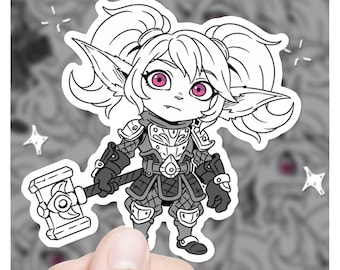 League of Legends Poppy Sketch Style 3" Vinyl Sticker, lol Sticker, League of Legends Poppy lol Stickers