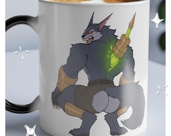 Warwick League of Legends Mug (Magic Mug) Cheeky - Heat Sensitive Color Morphing - Black Mug Reveals Design with Hot Drink Cheeky